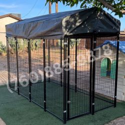 Outdoor Dog Kennel with Tarp Shade – 8x4x6 ft  (New in Box)