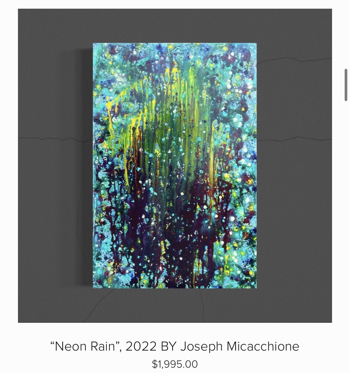 “Neon Rain” By Joseph Miccachione Acrylic Oil And Watercolor On Canvas