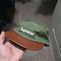 Supreme 5 Panel In Olive With Leather Bill