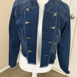 Tommy Hilfiger Women's Navy Blue Military Style Cropped Jacket 