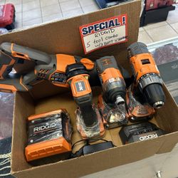 Ridgid 5 Tool Combo 3 Batt And Charger 