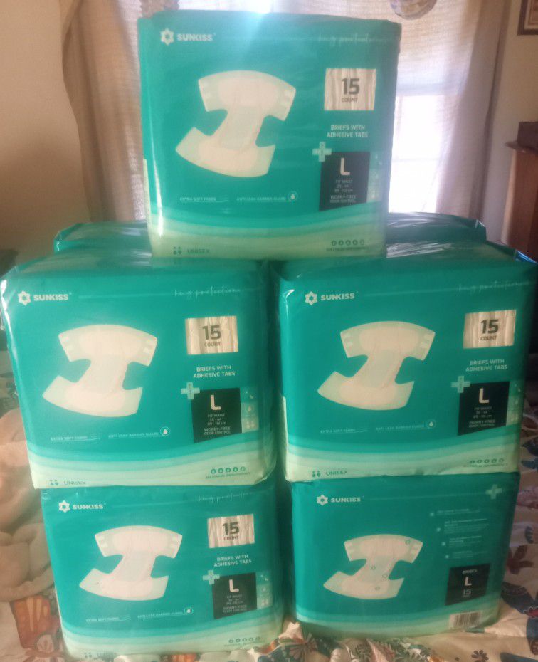 Sunkiss Adult Diapers (New, Never Opened)