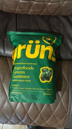 Gruns superfoods green gummies 28 ct packets unopened