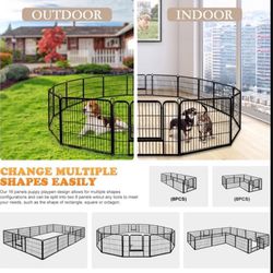 Dog Playpen 24 Inch 13 Panels, Heavy Duty Pet Dog Pen Indoor, Metal Dog Fence with Doors