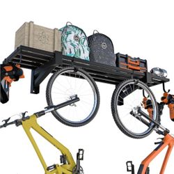 TRUSOON 1-Pack Garage Wall Shelving,Heavy Duty Garage Storage Shelves, Wall Mounted Storage Shelving with 6 Hooks, 250LB Capacity, Black.

New in box
