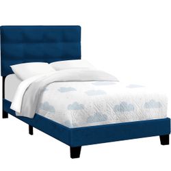 Troland Navy Twin Blue Velvet Bed 