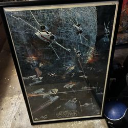 Star Wars Poster - Battle at the Death Star - insert from the record 1977-Clean And Framed