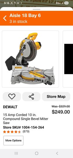 15 AMP corded 10in Compound Single Bevel Miter Saw