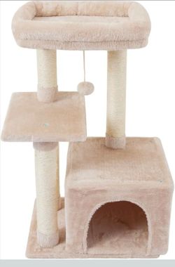 Cat Tree Kitten Cat Tower for Indoor Cat Condo Sisal Scratching Posts with Jump Platform Cat Furniture Activity Center Play House Beige