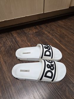 Dolce&Cabbana Rubber beachwear sliders with DG logo ,size 9.5