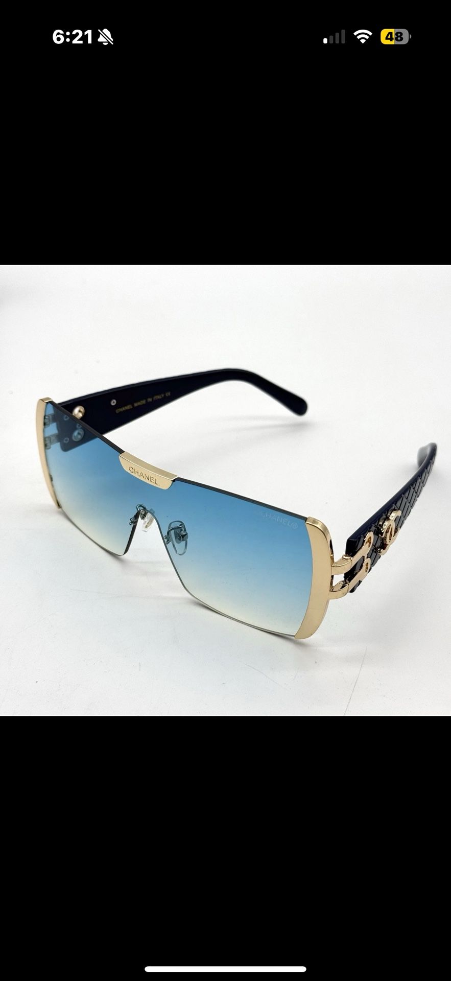 Women’s Chanel Sunglasses Model X6099 Shield Style Blue Faded Gold Lens