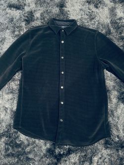 Black Corduroy Snap-Button Shirt Jacket