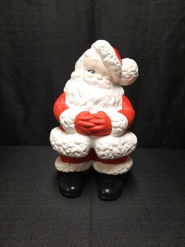 Large 14" Vintage Atlantic Mold Hand Painted Ceramic Christmas Santa Claus Statue