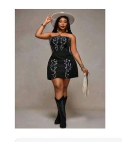 Strapless Embroidered Mjni Dress