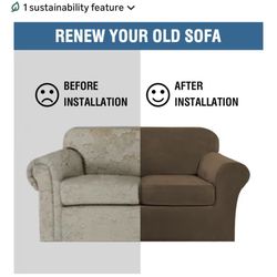 H.VERSAILTEX Real Velvet Plush 3 Piece Stretch Sofa Covers Couch Covers for 2 Cushion Couch Sofa Slipcovers Width Up to 90 Inch Feature Thick Soft Sta