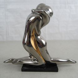 "Porcelain Lovers" by Galos Platinum & Gold Finish Figurine Vtg Decor

