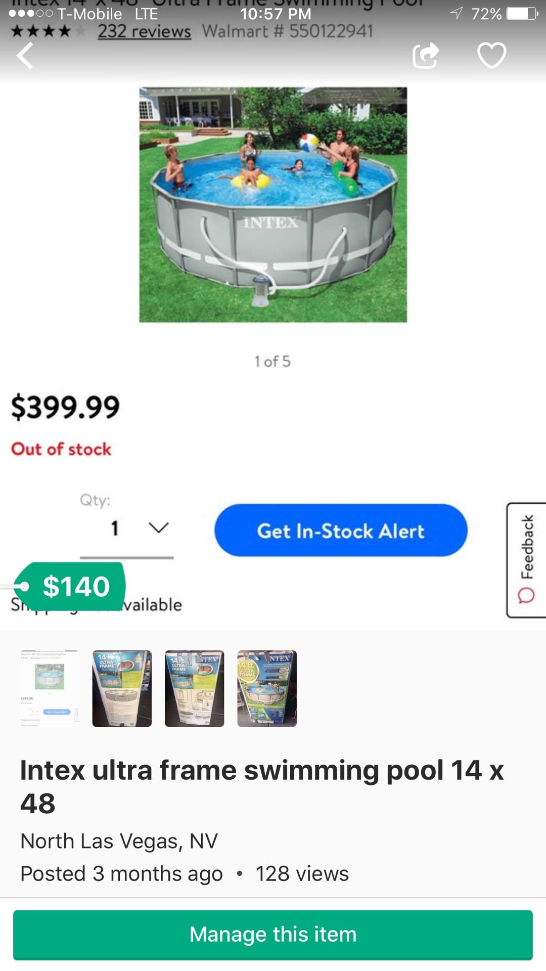 Intex ultra frame pool 14 x 48