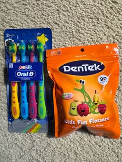 Kids Oral B 4 pack toothbrush and DenTek floss