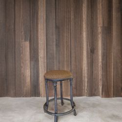 Rustic Round Woven Seat Stool – Metal Frame