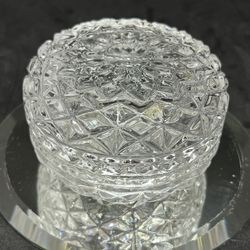 Crystal Clear Industries 24 % Lead Crystal Trinket Dish Jar With Lid Diamond Cut