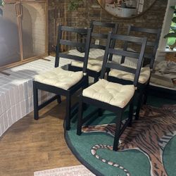 (4) Black Wood Dining Chairs 