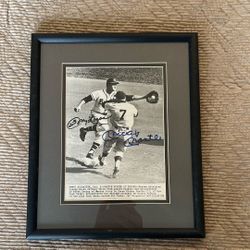 Mickey Mantle & Johnny Logan Autographed Photo 1957 World Series - Framed And Matted Under Glass