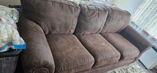 Brown microfiber couch