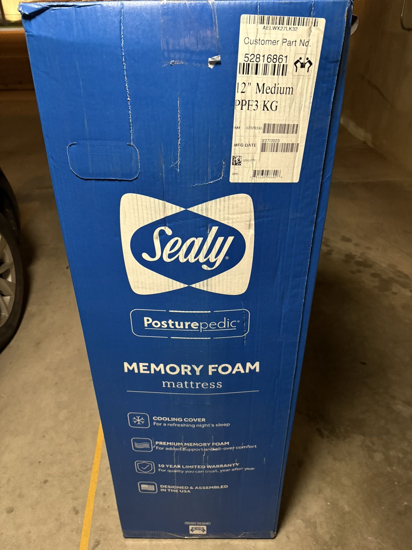 King Size Sealy Posturepedic Memory Foam 12” Medium Mattress 
