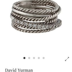 David Yurman Silver Ring With Diamonds