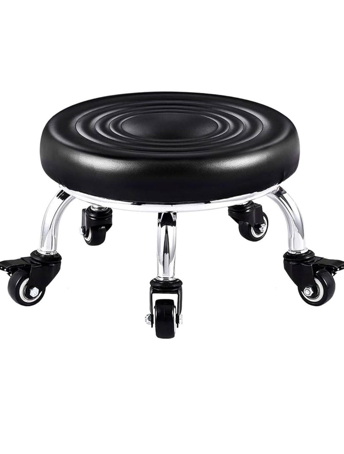 Lorvain Low Stool with Wheels, Roller Seat Short Rolling Stools with Universal Swivel Caster Wheels Leather Little Low Small Stools on Wheels for Home