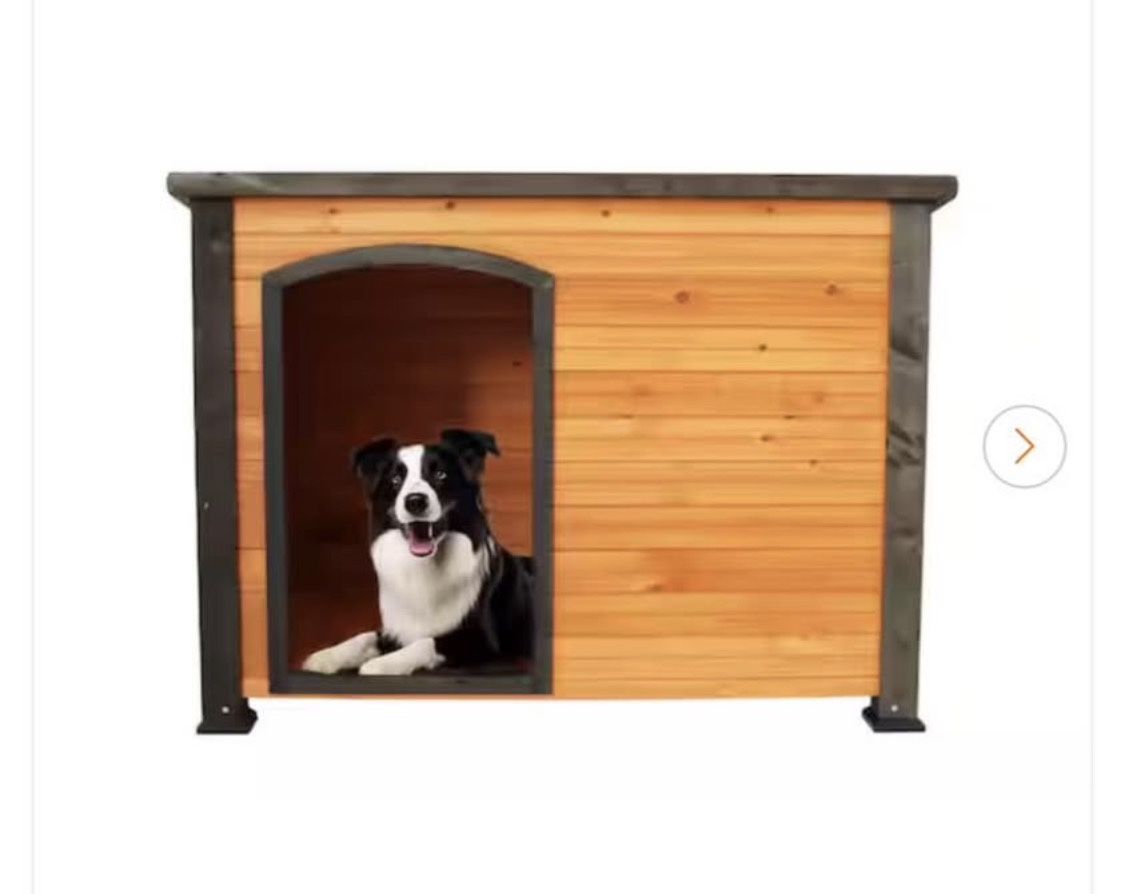 Outdoor Ventilated Indoor Wooden Waterproof Roof Large Dog Dog Kennel, Gold