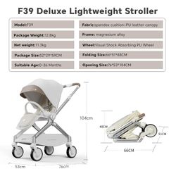 Hot Mom Baby Lightweight Stroller, Intelligent Seat Reversing Double Brake and PU Anti-Shock Tire