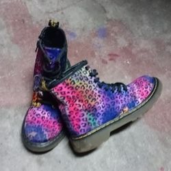 Dr. Martens 1460 Rainbow Leopard Boots Kids 13