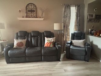 Set- recling black chair & sofa.