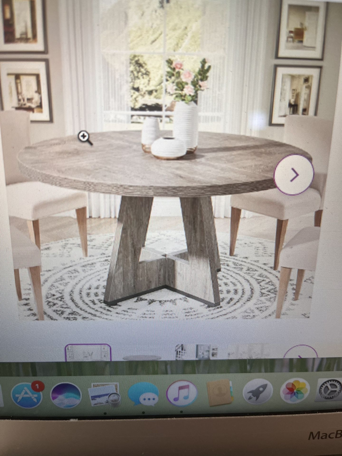 47” Round Dining Table Farm House Style 