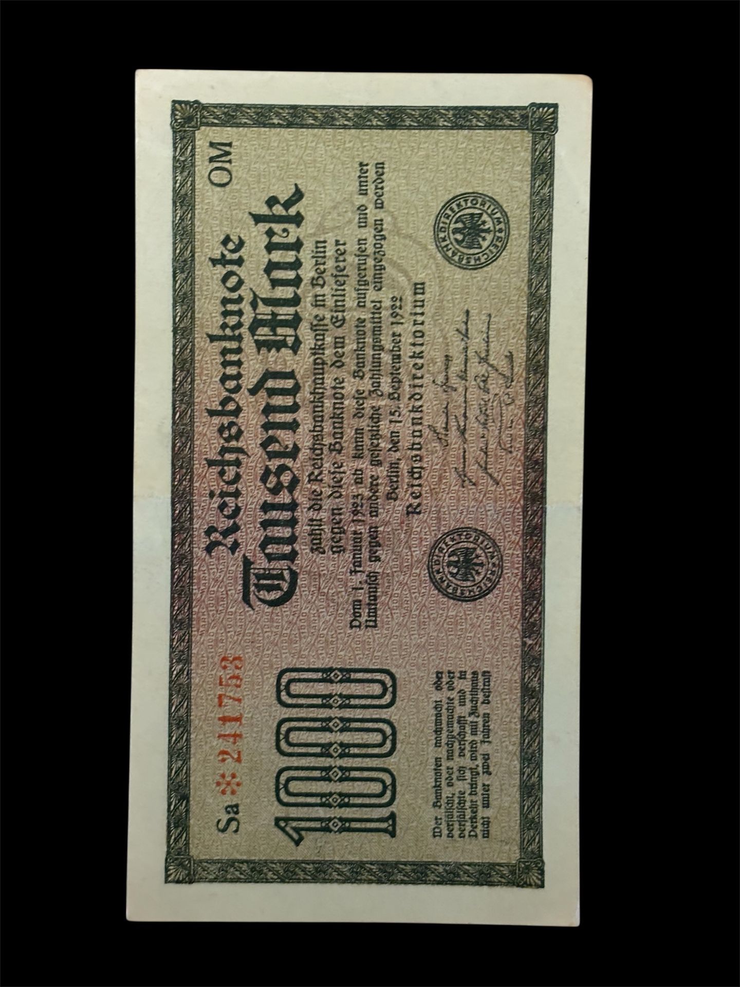 1000 marks 1922. Germany