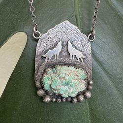 Sterling Turquoise Coyote Pendant 