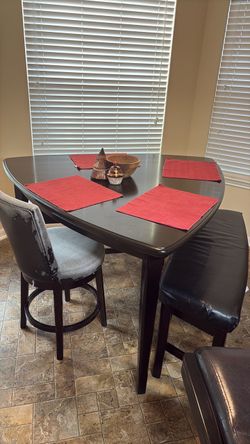 Dark Wood Dining Table with Chairs