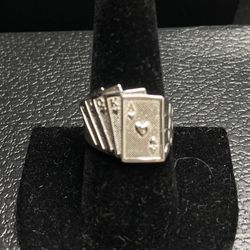 925 Silver Ace Cards Ring Size 9 