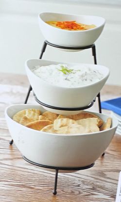 Simple dining 3 piece porcelain server, New

