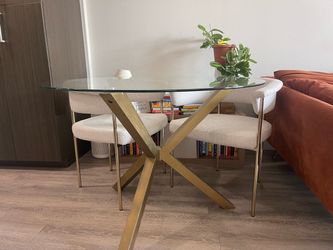 Gold X-based Dining Table
