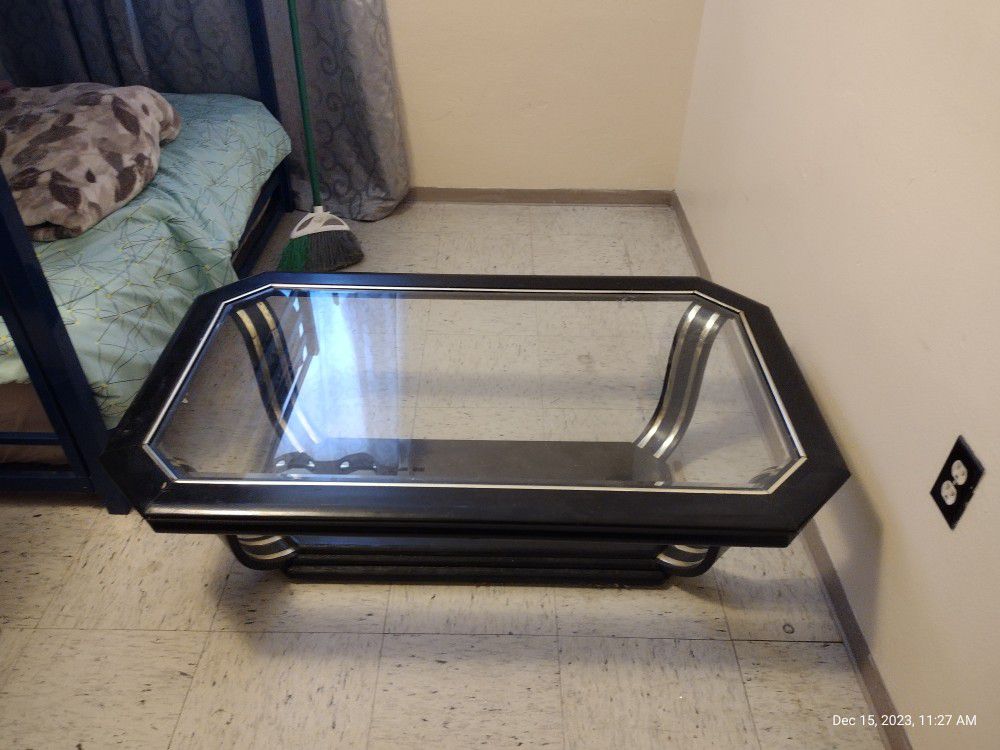 Black Coffee Table with Glass 