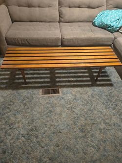 George Nelson style 1960 slat wood bench
