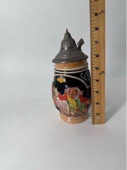 Vintage ceramic lidded German beer stein