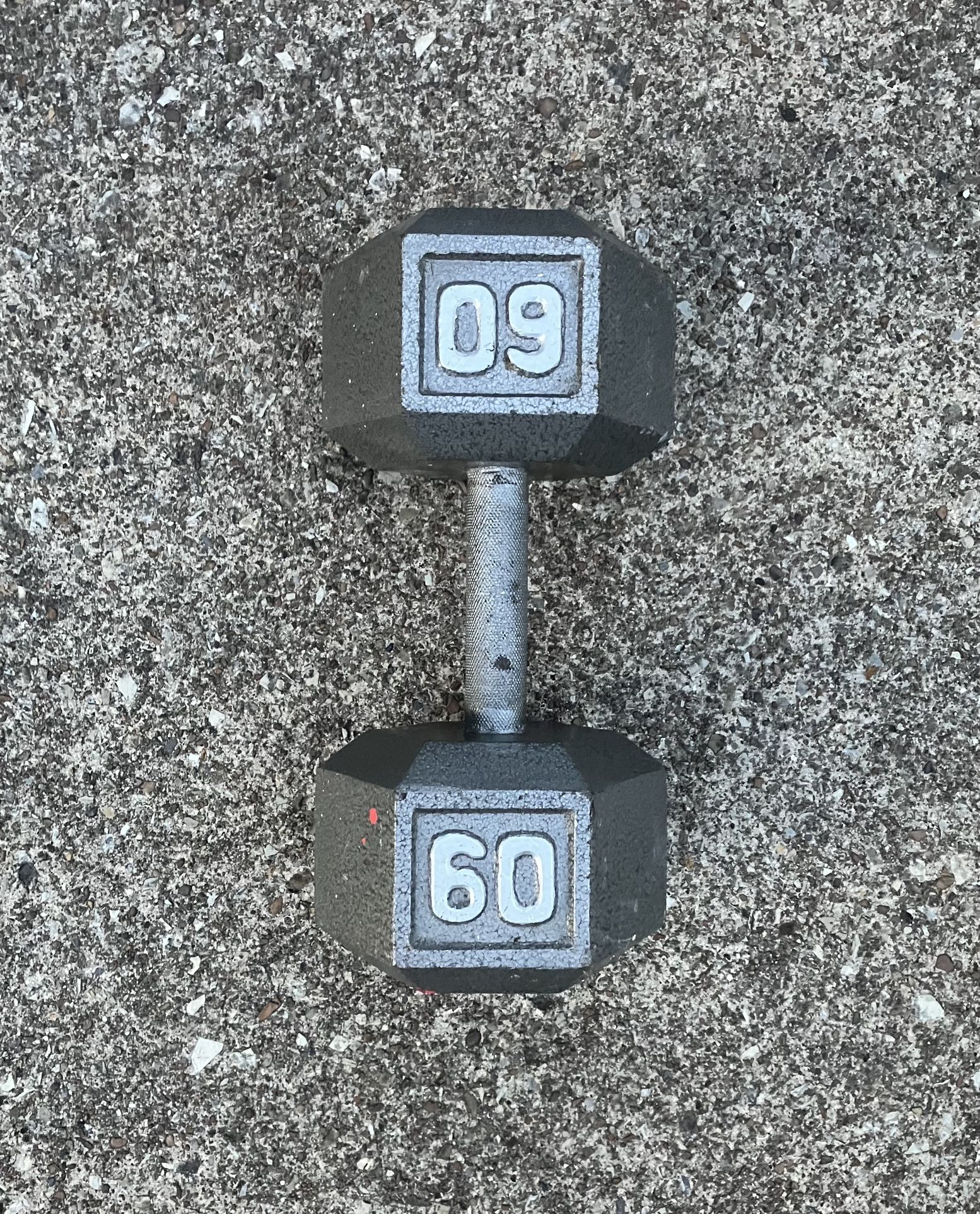 ONE Single (1) 60 lb dumbbell weight pounds pound 60lb 60lbs lbs NOT dumbbells weights Cast Iron hex