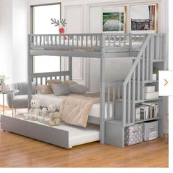Twin Bunk Bed With Steps And Trundle