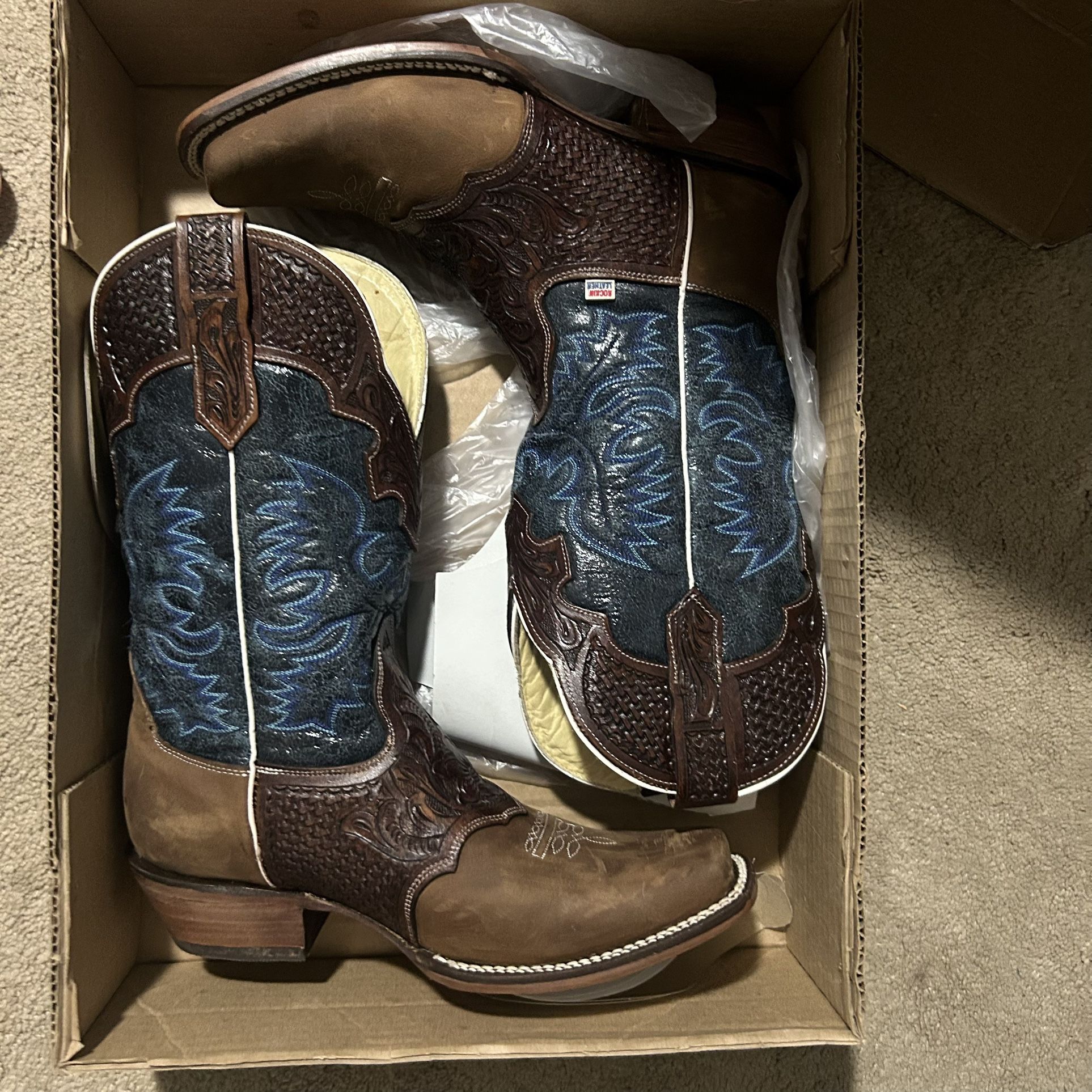 Rockin Leather Brown Cowboy Boots