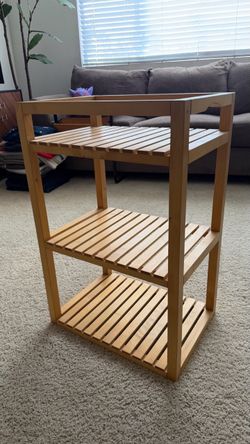 3-Tier Wooden Slatted Shelf Unit