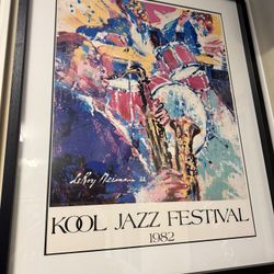 Vintage Framed Leroy Neiman Kool Jazz Festival 1982 Poster 