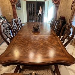 Ashley Furniture Signature Dark Brown Dinning Table , 8 Chairs And Buffet Hutch  